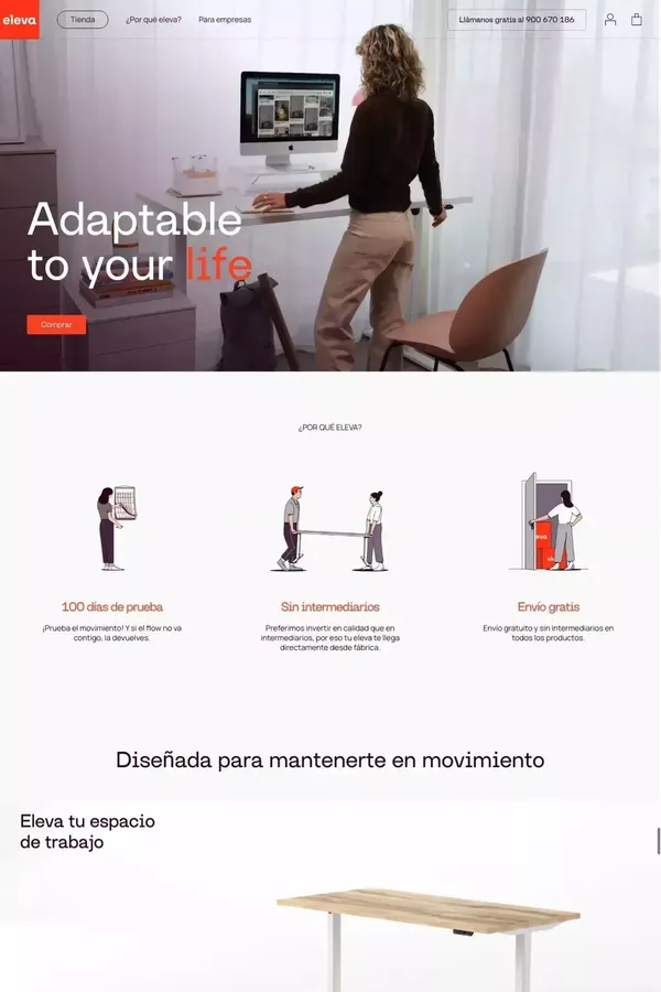 Mesas Elevables eleva – elevadesk - Ecommerce design inspiration