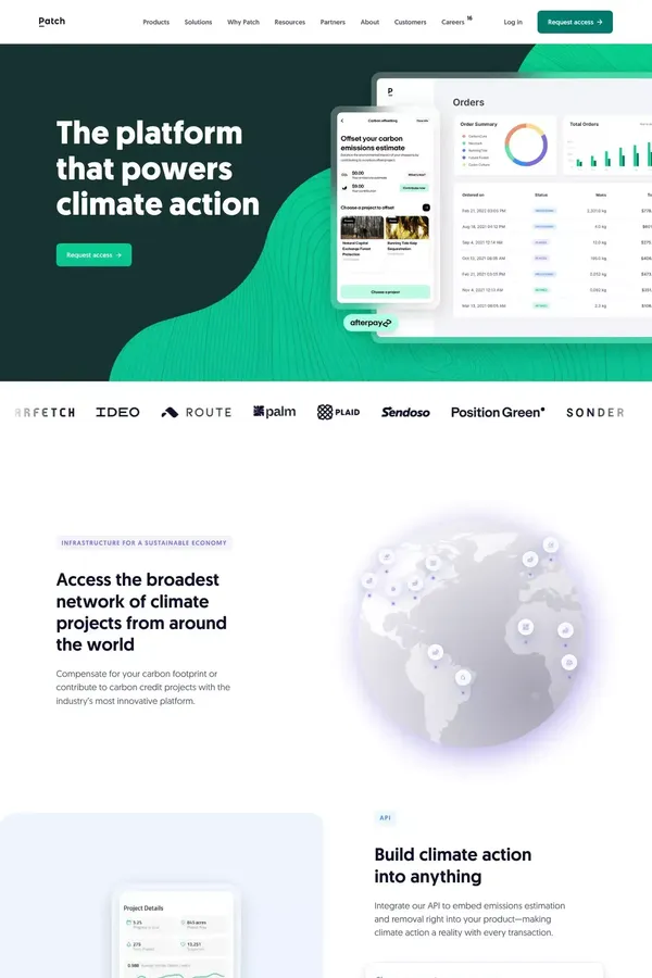 The platform that powers climate action | Patch.io - Landing design inspiration