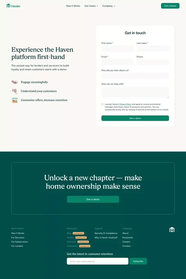 Request a demo of Haven’s platform – Haven - Sign Up design inspiration