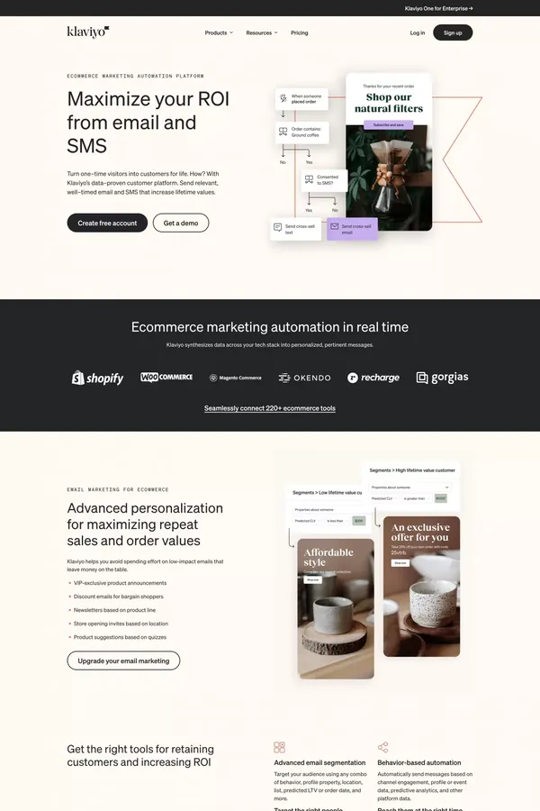 Klaviyo: Marketing Automation Platform for Email & SMS - Landing design inspiration