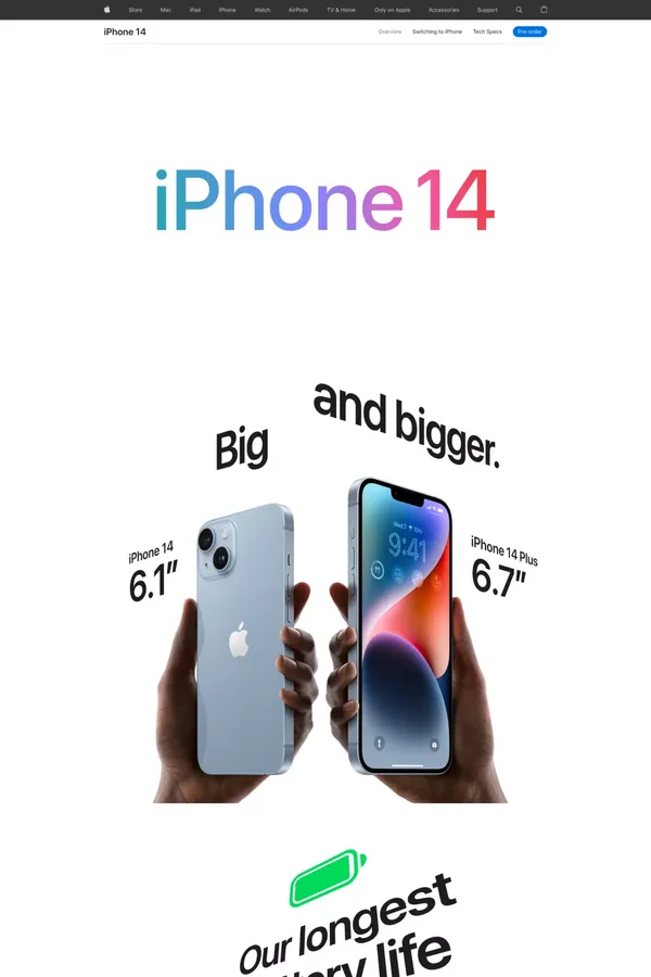 iPhone 14 and iPhone 14 Plus - Apple - Landing design inspiration