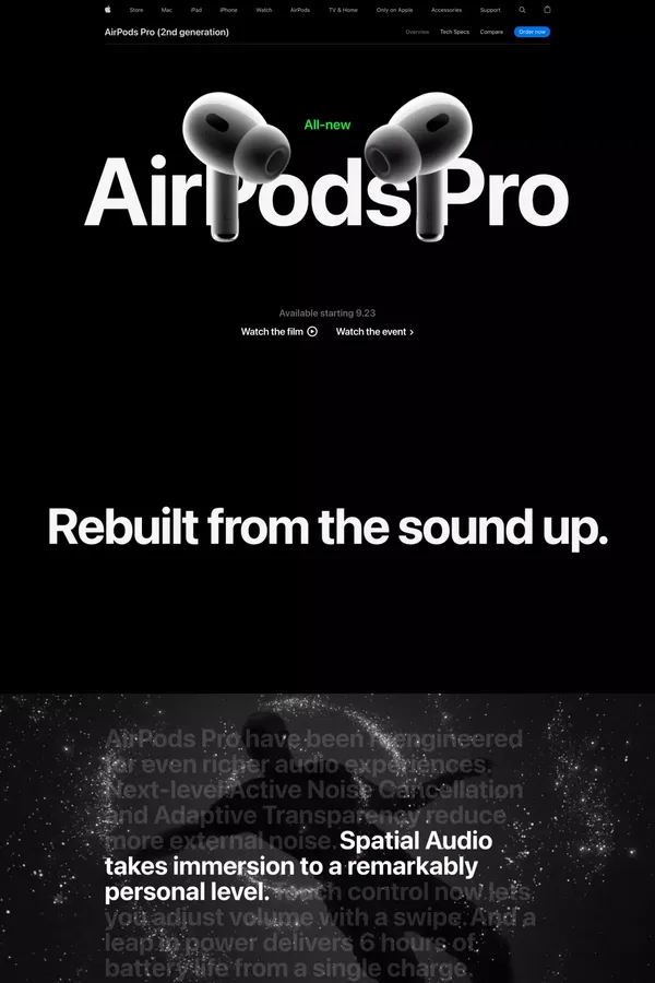AirPods Pro (2nd generation) - Apple - Landing design inspiration
