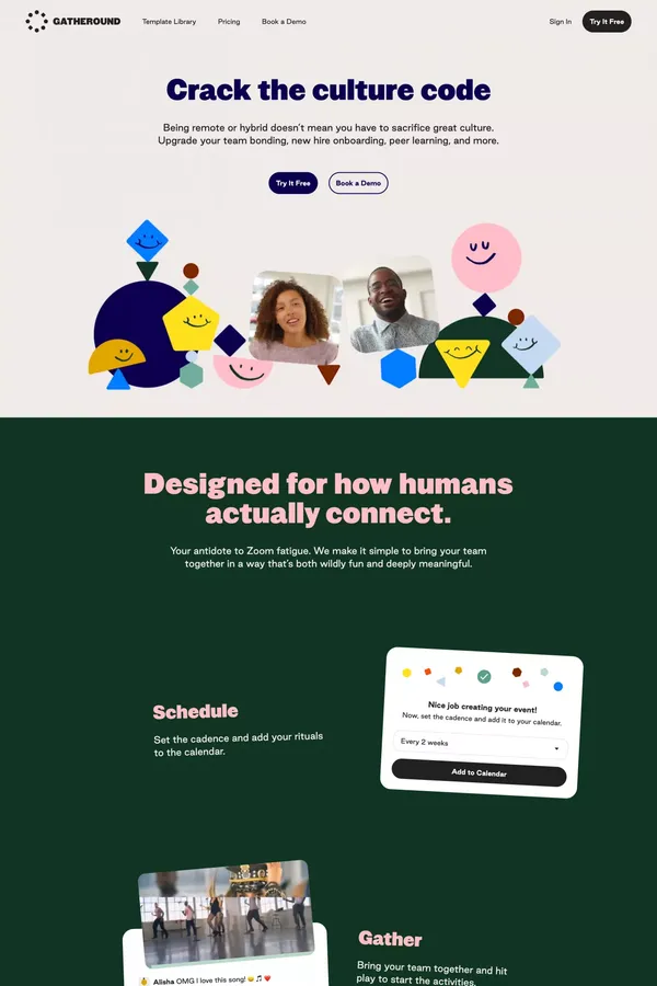 Gatheround — Crack the culture code - Landing design inspiration