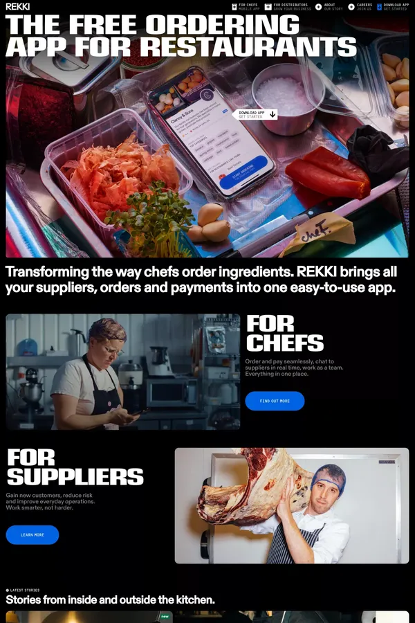 REKKI – The Free Ordering App for Chefs - Landing design inspiration