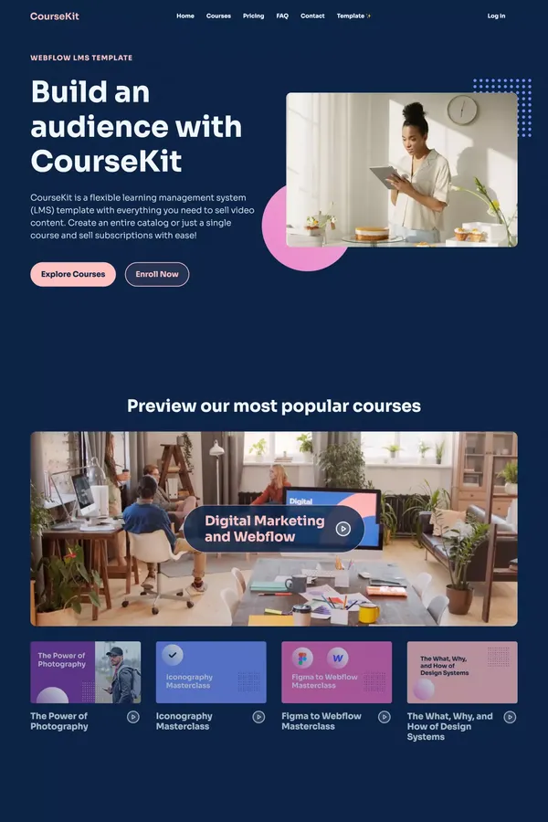 CourseKit – Webflow HTML website template - Template design inspiration