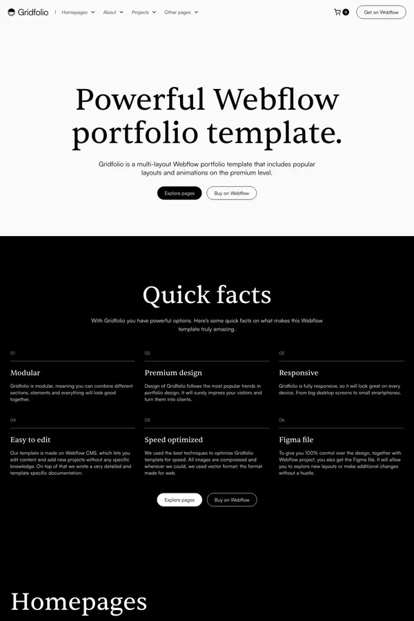 Gridfolio - Webflow Ecommerce website template