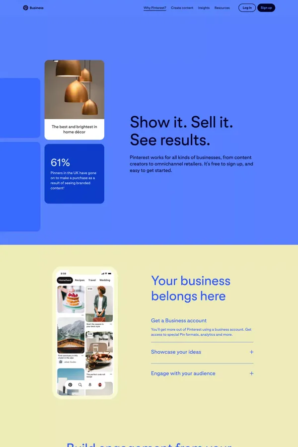 Get started | Pinterest Business - Landing design inspiration