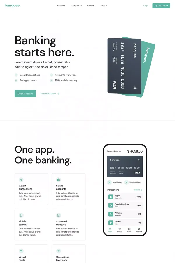 Banquee - Bank HTML5 Responsive Website Template - Template design inspiration