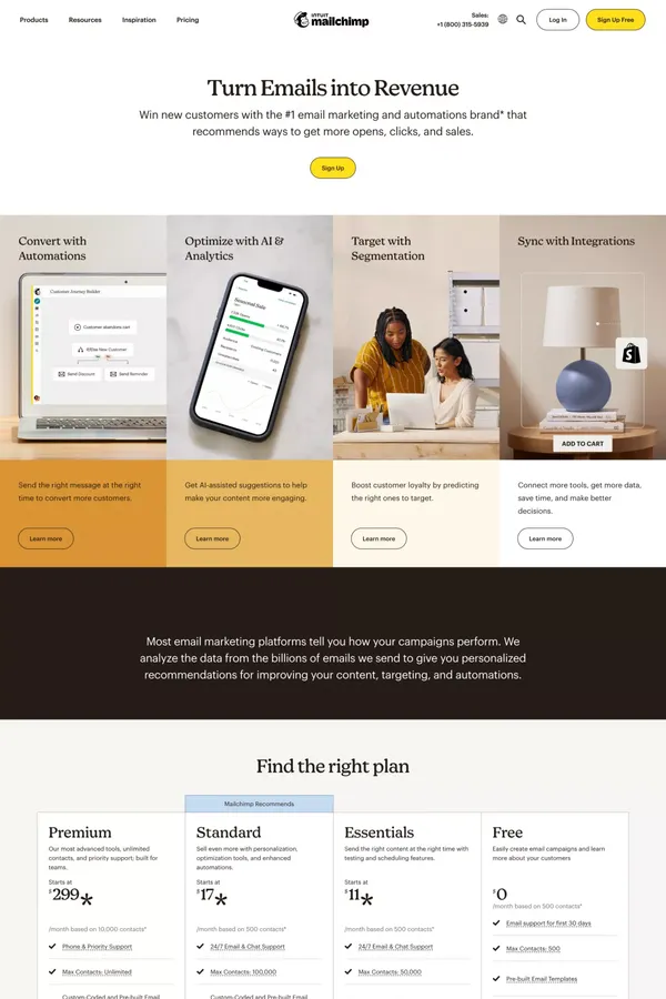 Integrierte All-in-one-Marketingplattform für kleine Unternehmen | Mailchimp - Landing design inspiration