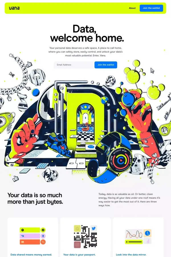 VANA | Unlock the power of your data - Landing design inspiration
