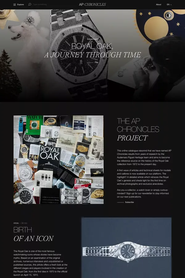 Dive into the Royal Oak's history - AP Chronicles - Audemars Piguet - Audemars Piguet Chronicles - Blog Post design inspiration