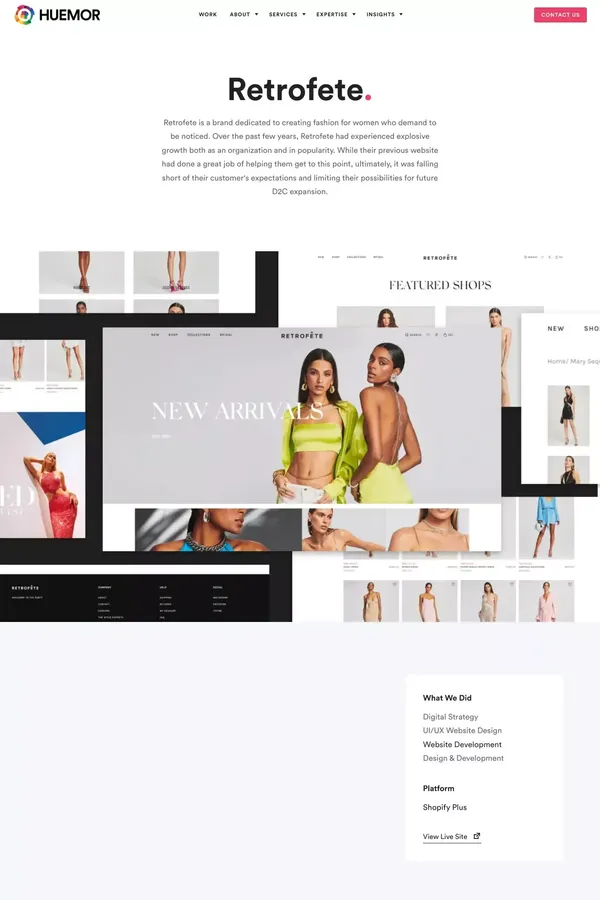 Retrofete Website Redesign - Huemor
