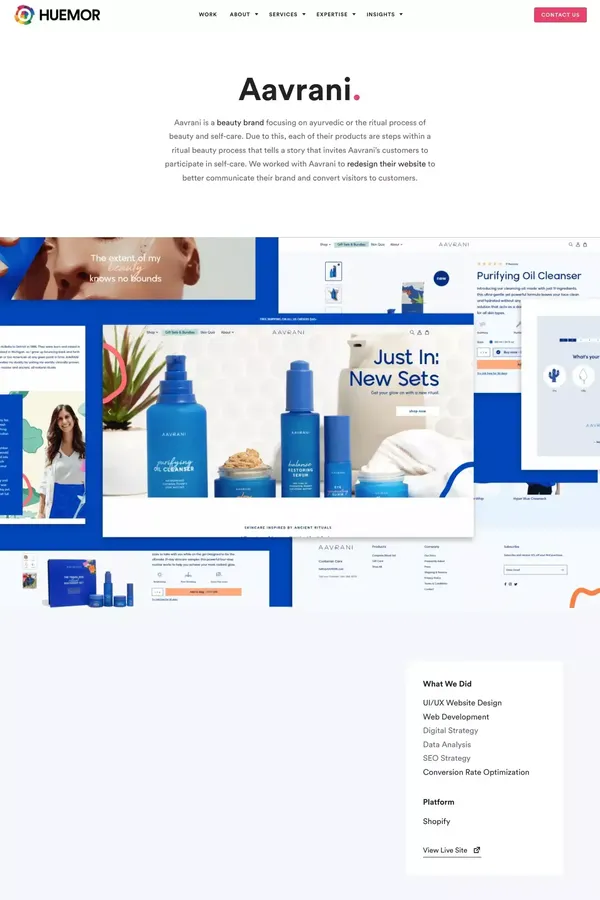 Aavrani Website Redesign - Huemor