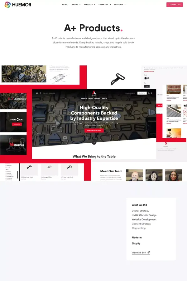 A+ Products Website Redesign - Huemor