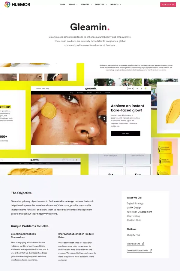 We Helped Gleamin Redesign Their Website On Shopify Plus - Huemor