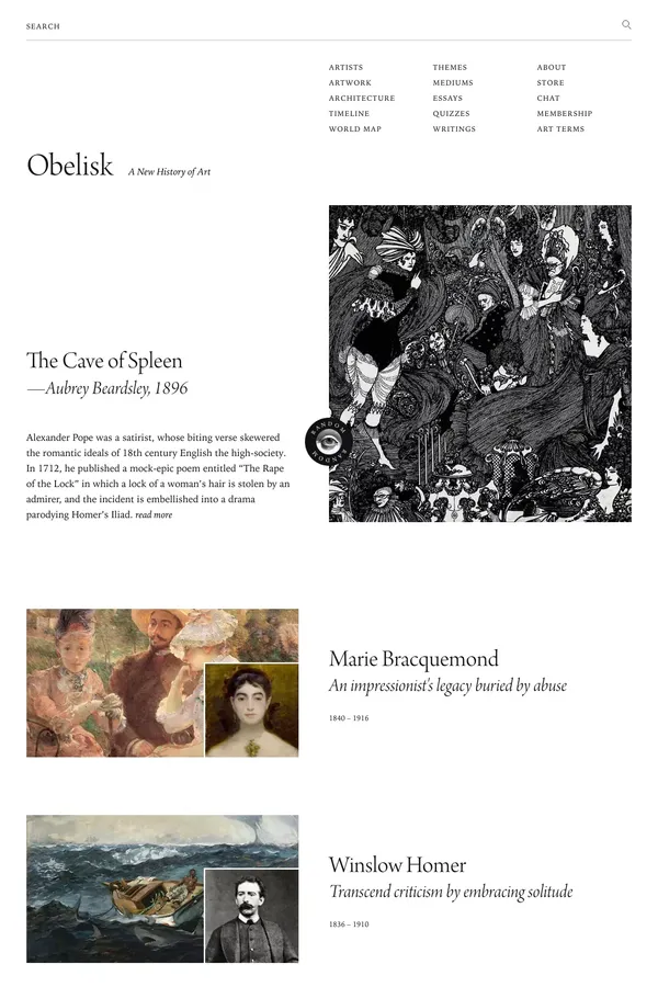 Obelisk Art History — Explore the world of human creativity - Blog design inspiration