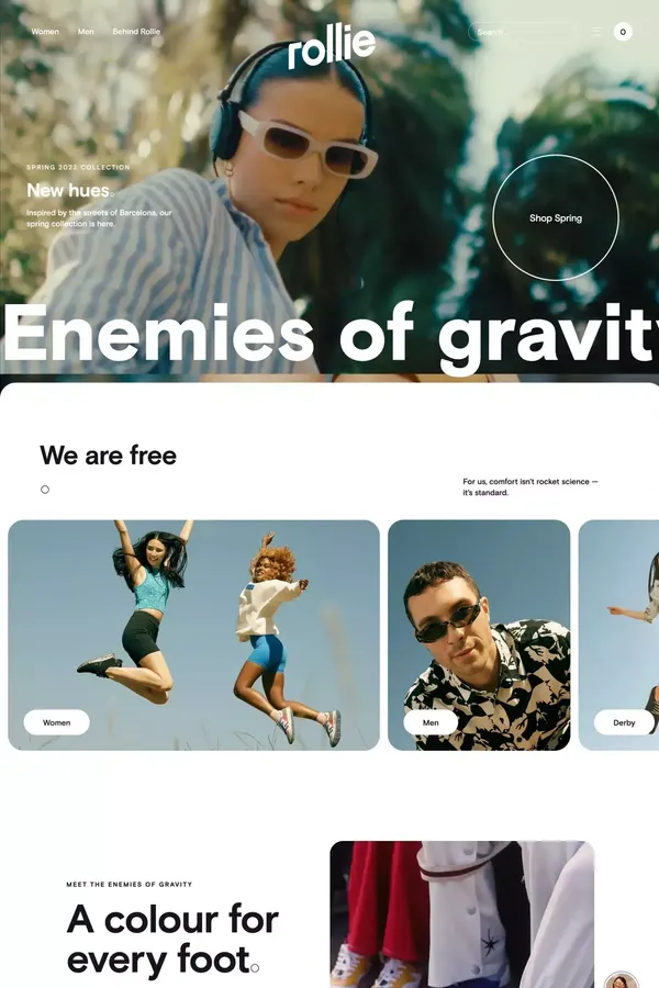 Rollie Nation Shoes Online | Enemies of Gravity - Ecommerce design inspiration