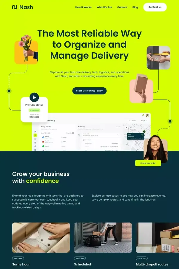 Nash - Reliable local delivery for any business - Landing design inspiration