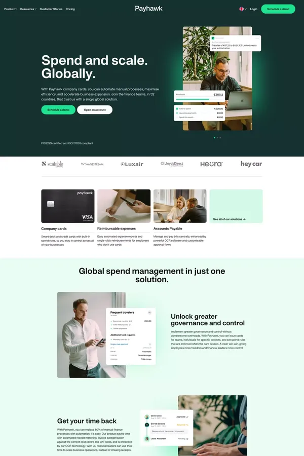 The enterprise-grade credit card for global finance teams | Payhawk | Payhawk - Landing design inspiration
