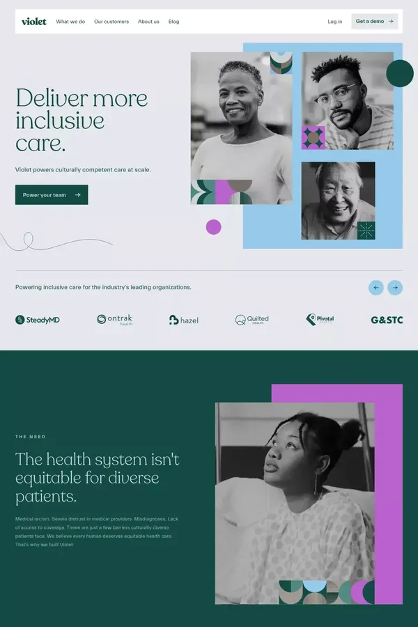 Deliver more inclusive care. | Violet - Landing design inspiration