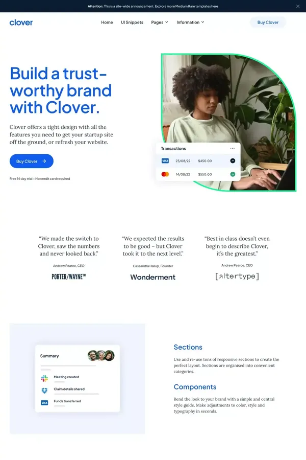 Clover - Webflow HTML Website Template