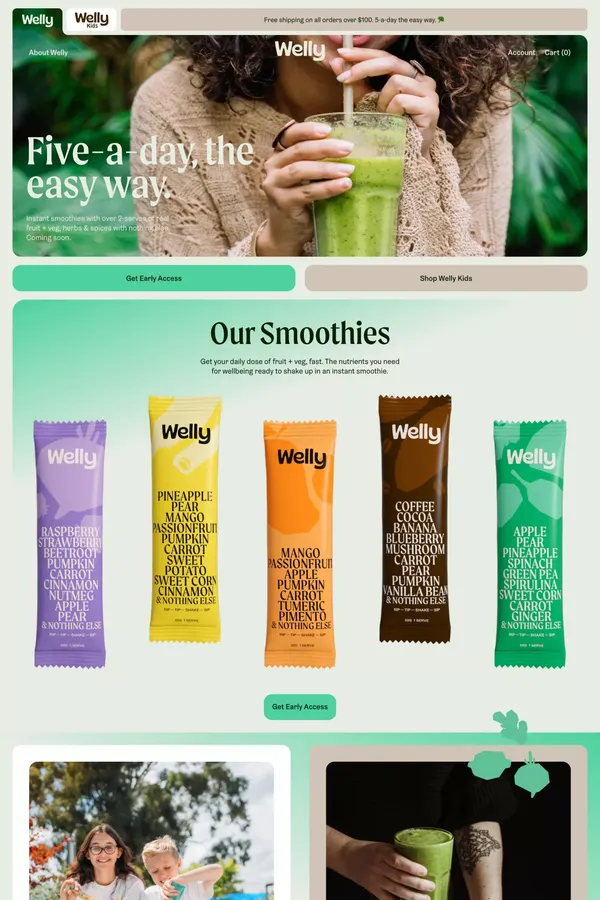 Welly & Welly Kids - 5-a-day the Easy Way - Ecommerce design inspiration