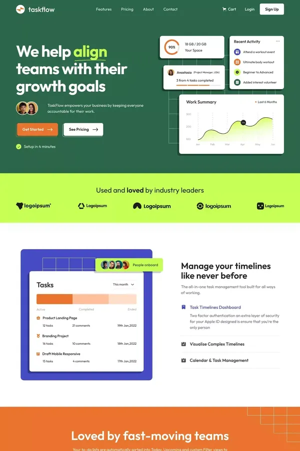 Homepage | TaskFlow - Webflow Ecommerce Website Template - Template design inspiration
