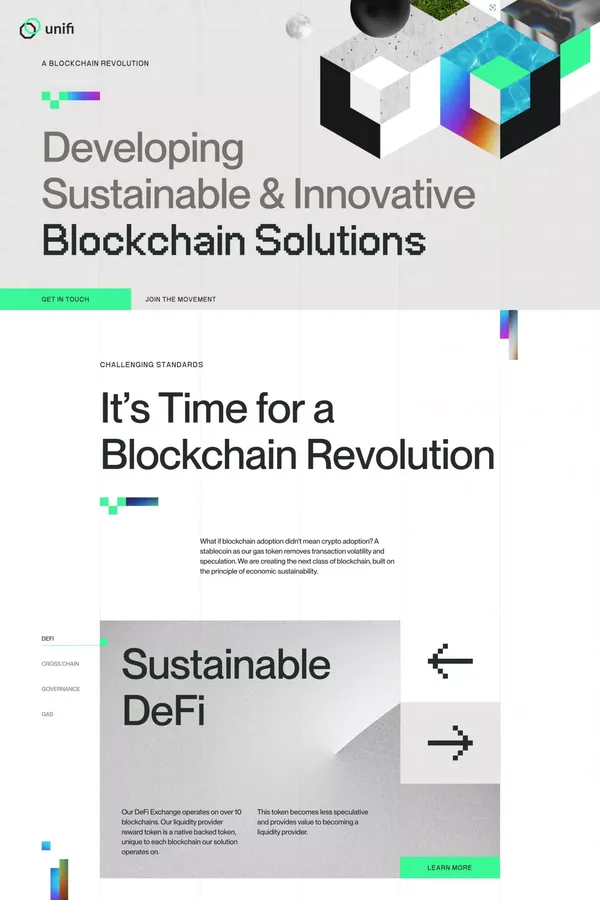 Unifi Protocol → Blockchain Solutions - Landing design inspiration