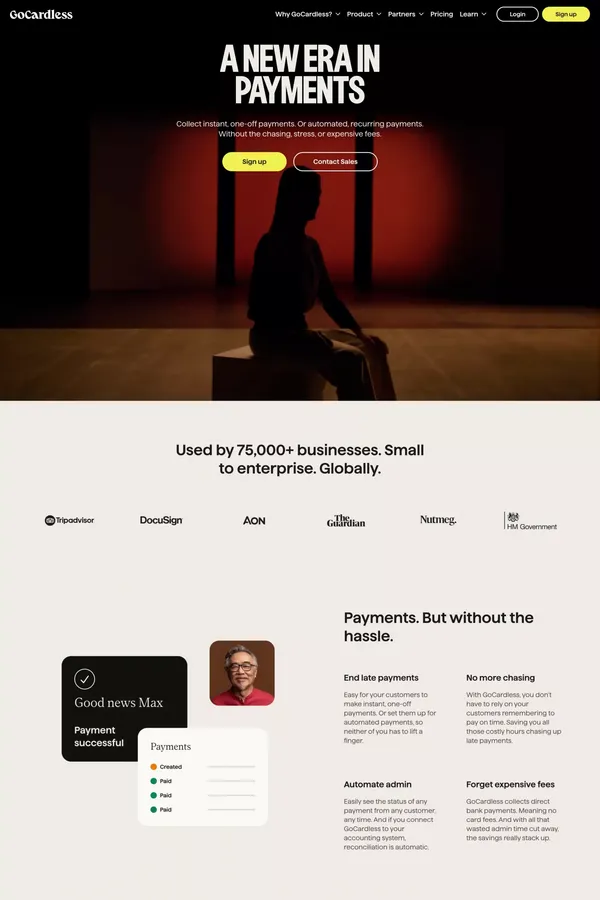 Online Payment Processing Solution | GoCardless - Landing design inspiration