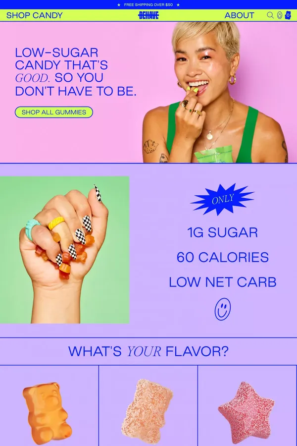 BEHAVE Candy - Ecommerce design inspiration