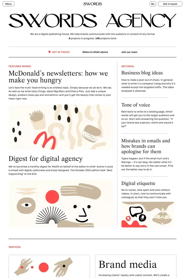 Swords — Content agency - website design inspiration