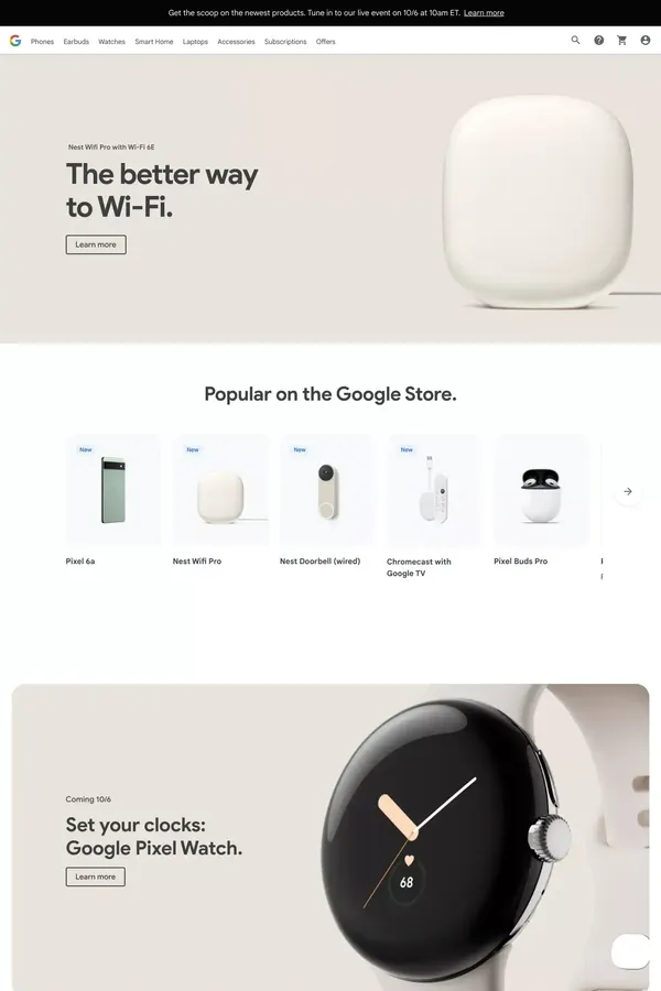Google Store for Google Made Devices & Accessories - Ecommerce design inspiration