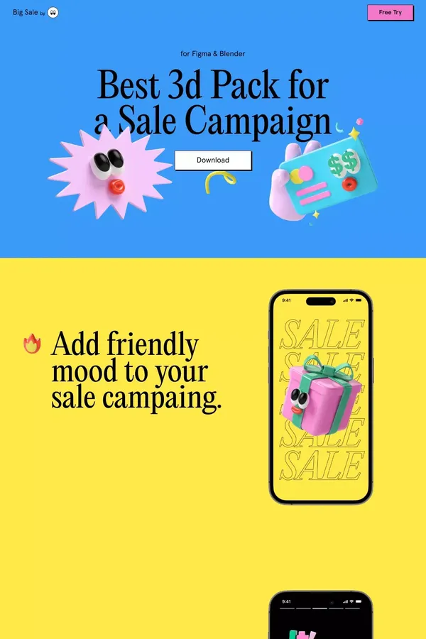 Best 3d Pack for a Sale Campaign - Landing design inspiration