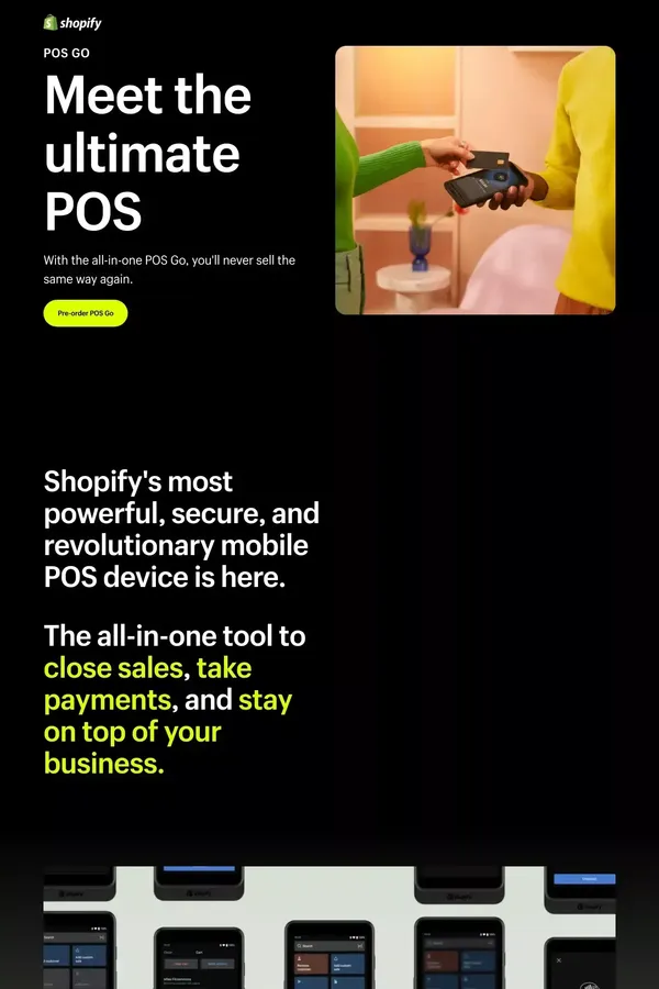 Shopify POS Go | All-in-One Mobile Device - Landing design inspiration