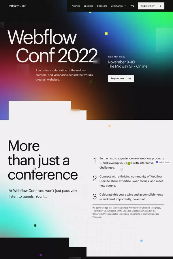 Webflow Conf 2022 | Webflow - Landing design inspiration