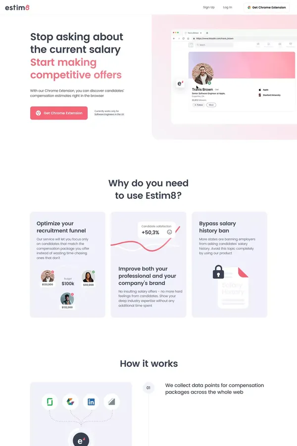 Estim8.ai | Salary Estimates on Linkedin - Landing design inspiration