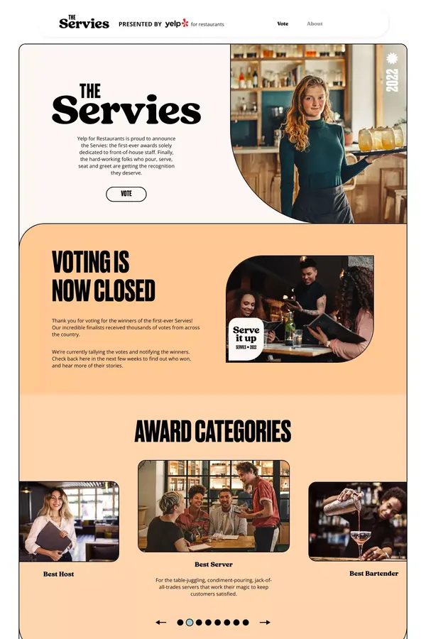 The Servies Awards, presented by Yelp for Restaurants - Other design inspiration