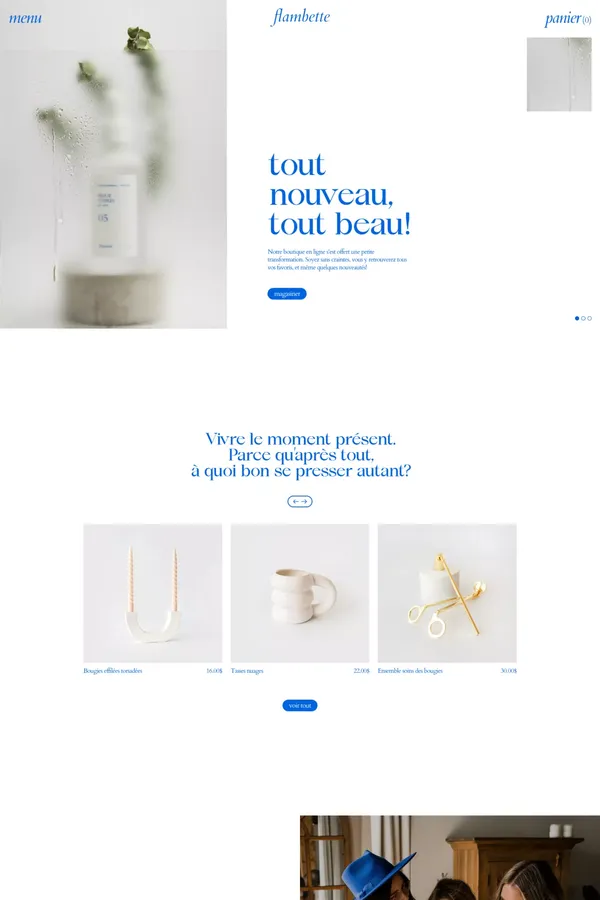 Flambette - Bougies Crépitantes, Bruines d'ambiance, Savons Parfumés - Ecommerce design inspiration