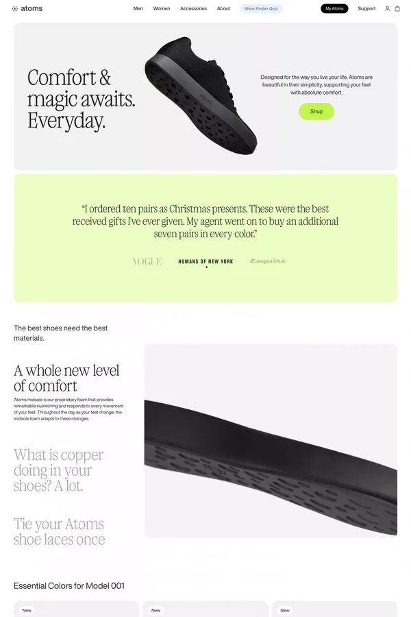 Most Comfortable Shoes for Everyday Wear - Ecommerce design inspiration