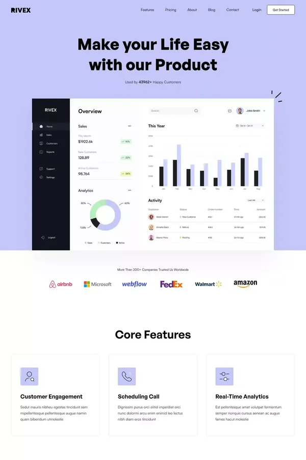 Rivex Webflow website HTML template - Template design inspiration
