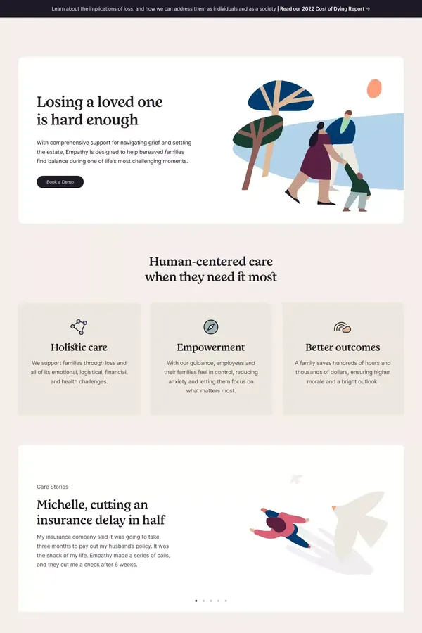 Support for Loss | Empathy - Landing design inspiration