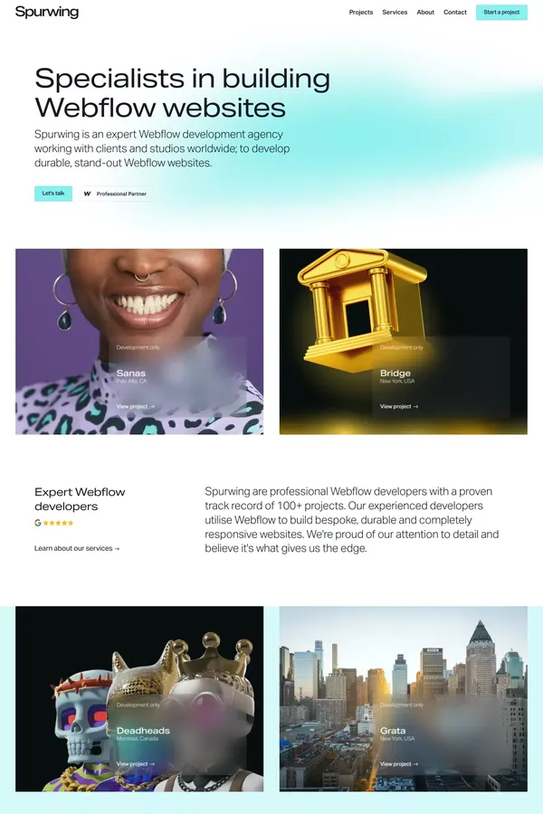 Spurwing | The Specialist Webflow Development Agency - Portfolio design inspiration