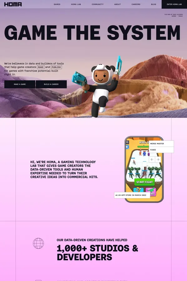 Homa | Game the system - Landing design inspiration