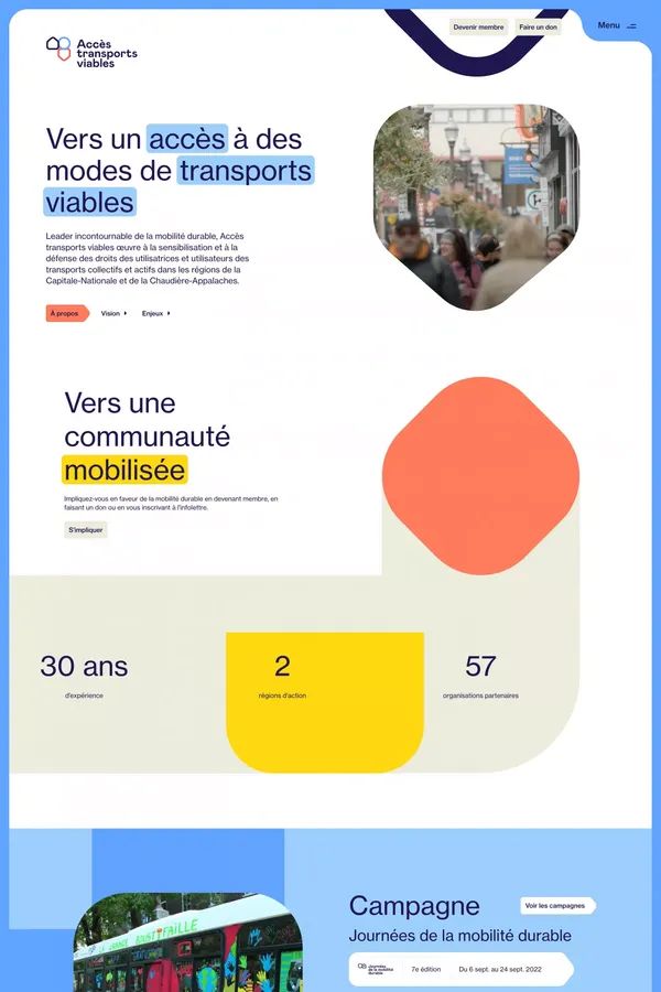 Accueil - Accès transports viables - Landing design inspiration