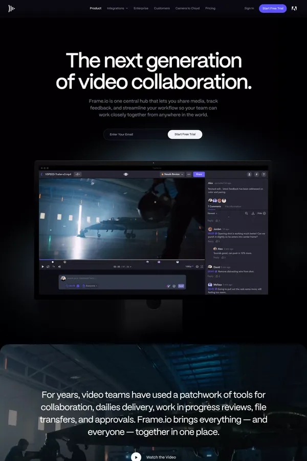 Frame.io | Home - Landing design inspiration