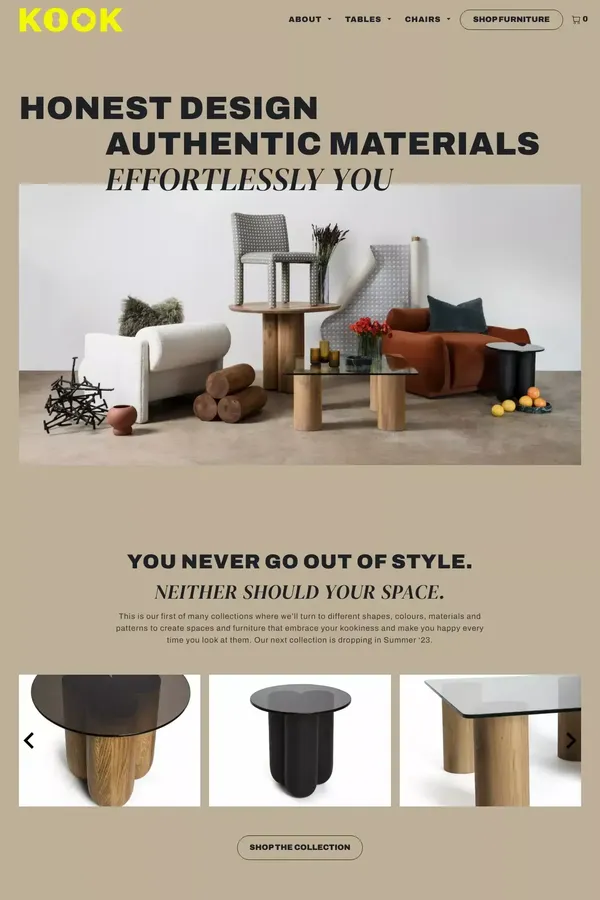 House Of Kook - Furniture For Your Space - Ecommerce design inspiration