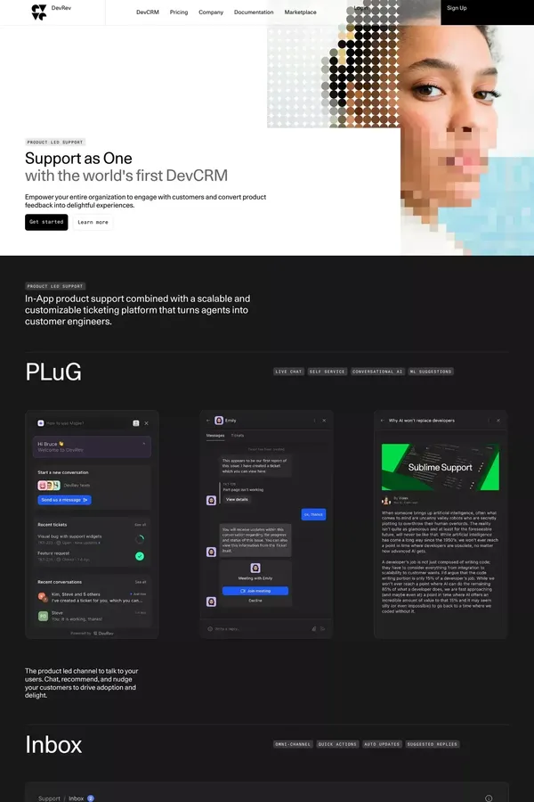 DevRev | Product Led Support - Landing design inspiration