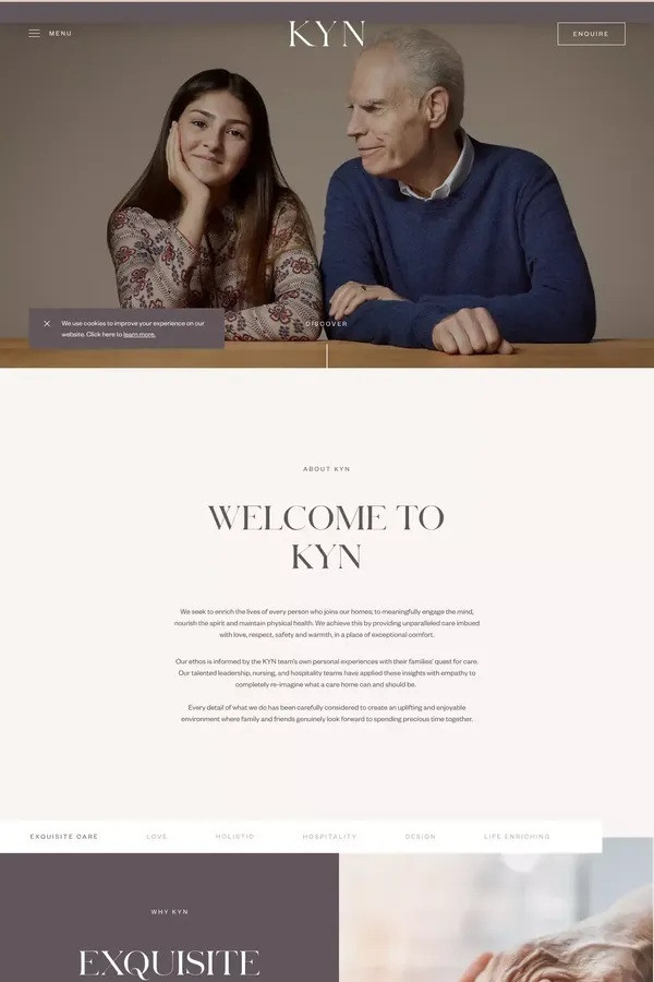 KYN | Luxury Care Homes | Personalised Holistic Care - website design inspiration