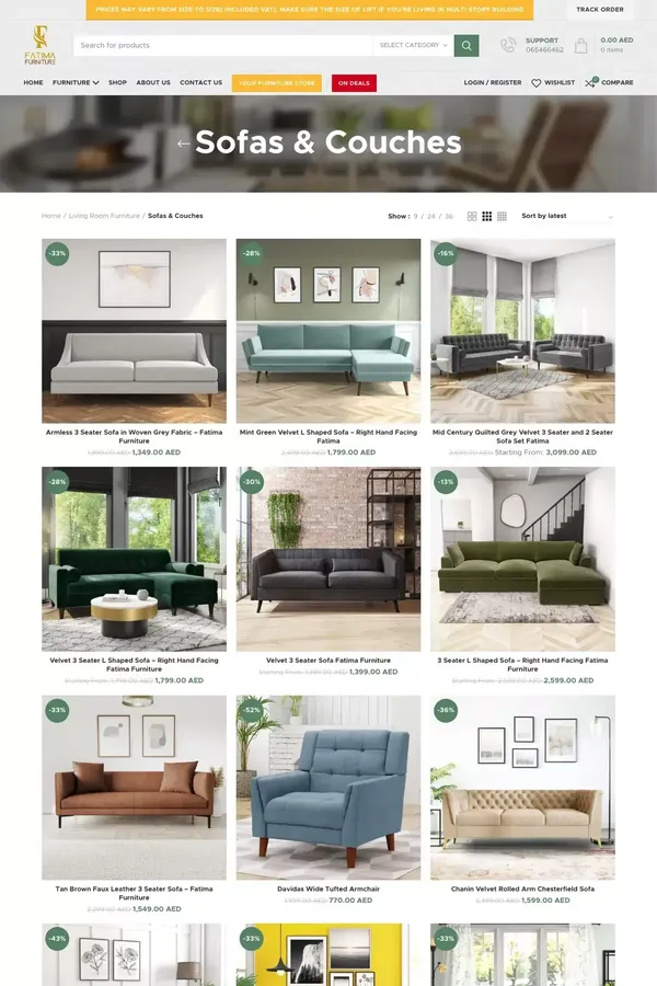 Sofa Set in Dubai | Bedroom Sofas for Sale - Fatima Furniture - Product listing design inspiration
