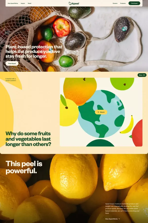 Apeel | Food Gone Good - Landing design inspiration